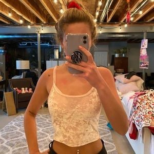 velvet baby pink crop top